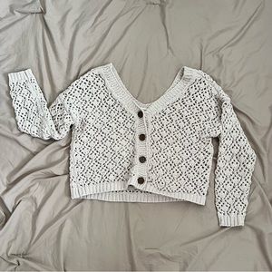 Artelier Beige Crochet Sweater Nicole Miller